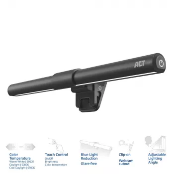 Opsteekbare laptop-LED-lichtbalk ACT AC8050, dimbaar, USB-gevoed