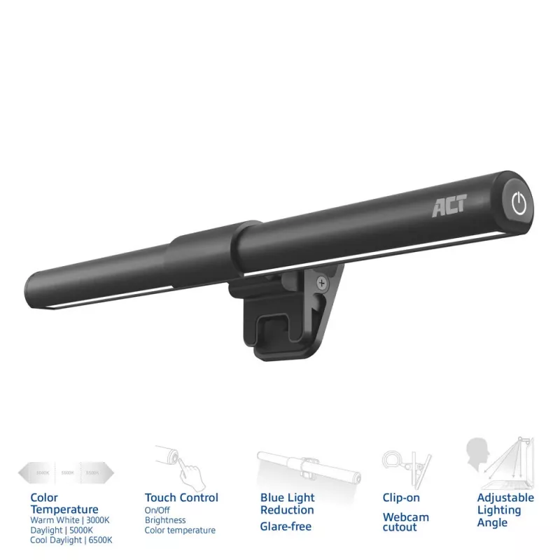 Opsteekbare laptop-LED-lichtbalk ACT AC8050, dimbaar, USB-gevoed