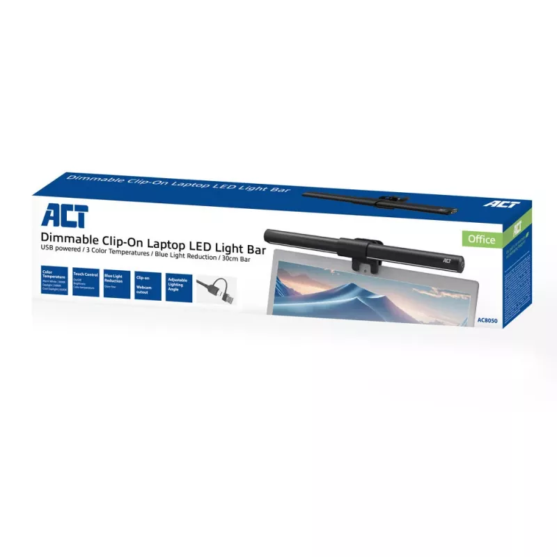 Opsteekbare laptop-LED-lichtbalk ACT AC8050, dimbaar, USB-gevoed