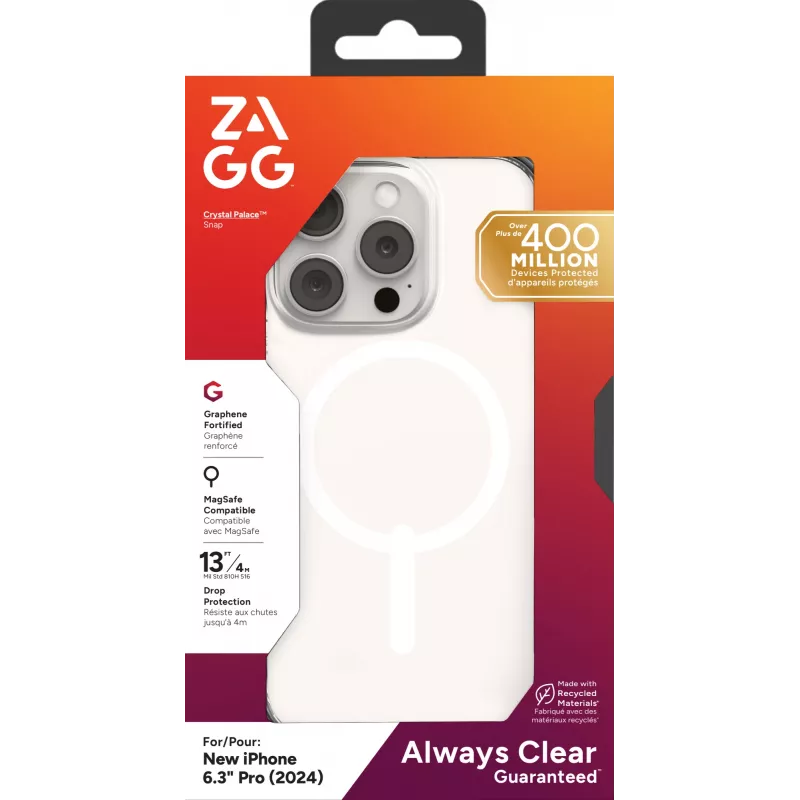 ZAGG Cases Crystal Palace Snap Apple iPhone 16 Pro transparant