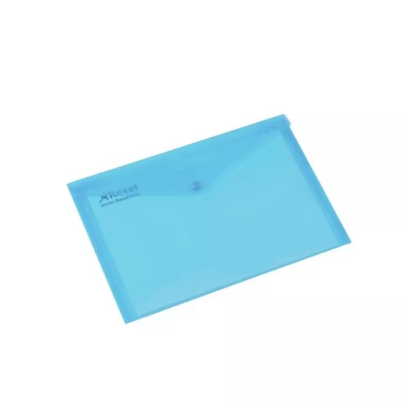 Rexel 16129BU A4-documentenmap met drukknoopsluiting, polypropyleen (PP), verpakking van 5 st., doorschijnend blauw