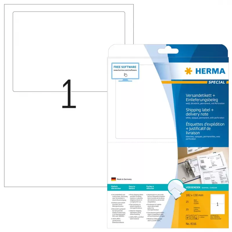 Verzendlabel + pakbon HERMA 8316