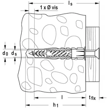Universele plug Fischer UX 5 x 30 R met rand