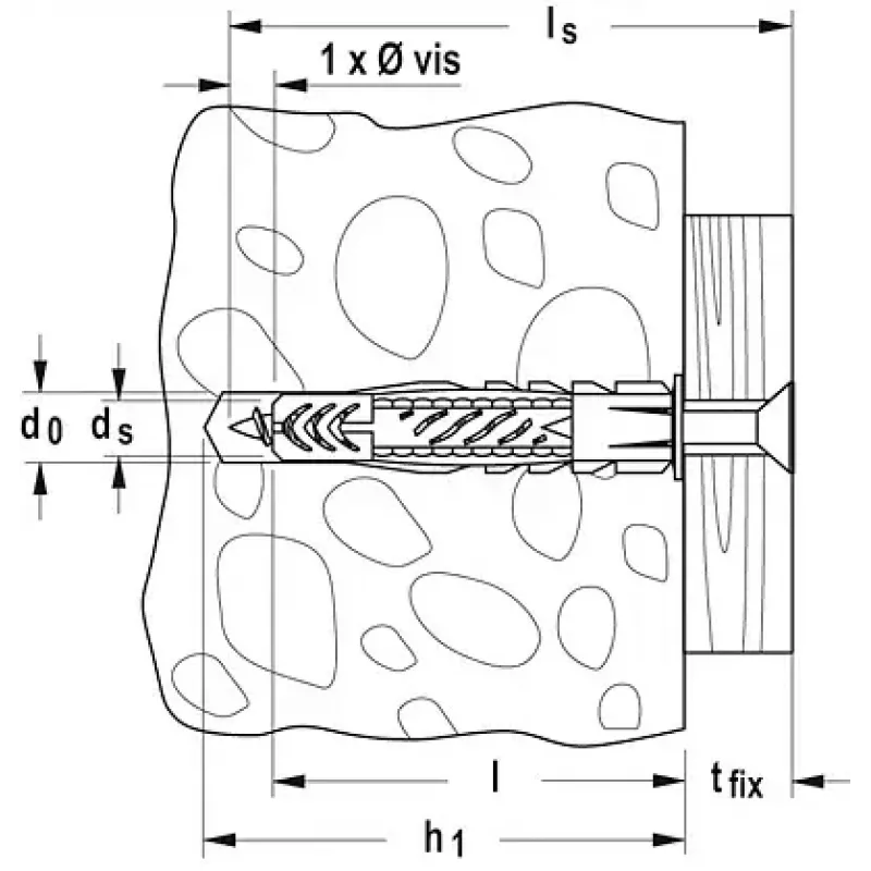 Universele plug Fischer UX 5 x 30 R met rand