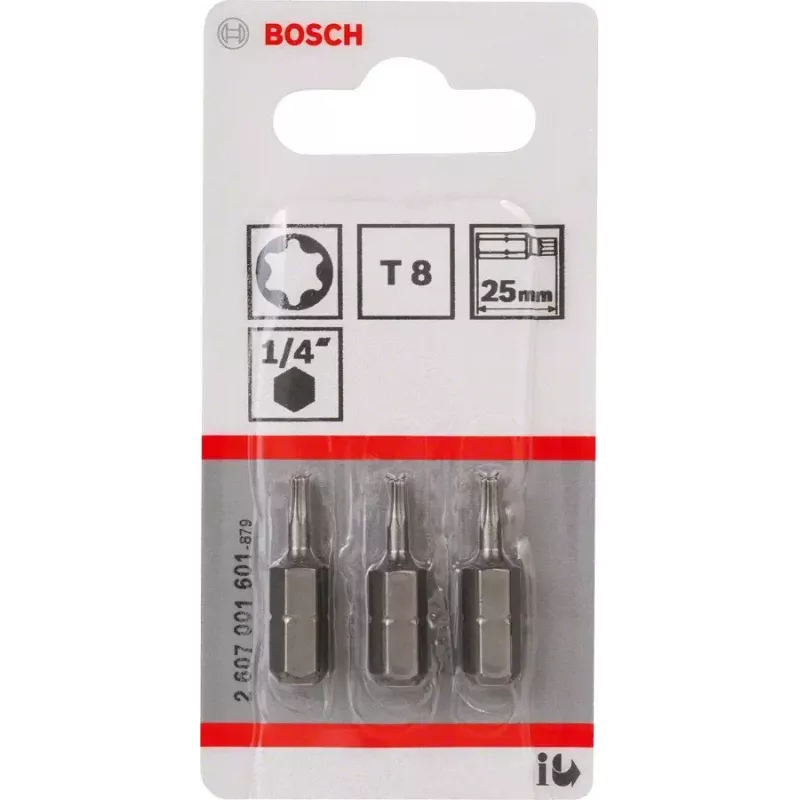 Bosch 2607001601 Torx-schroevendraaierbit T8, extra hard, C 6.3, 3 st.