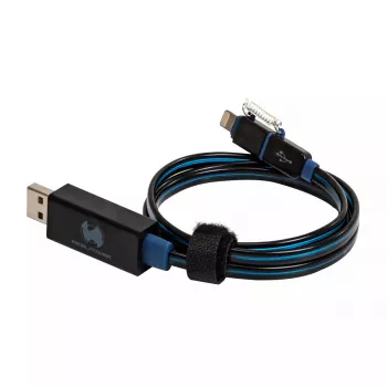 USB-A/Lightning-kabel RealPower 0,75 m zwart/blauw