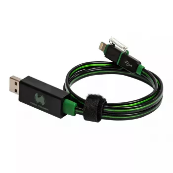 USB-A/Lightning-kabel RealPower 0,75 m zwart groen