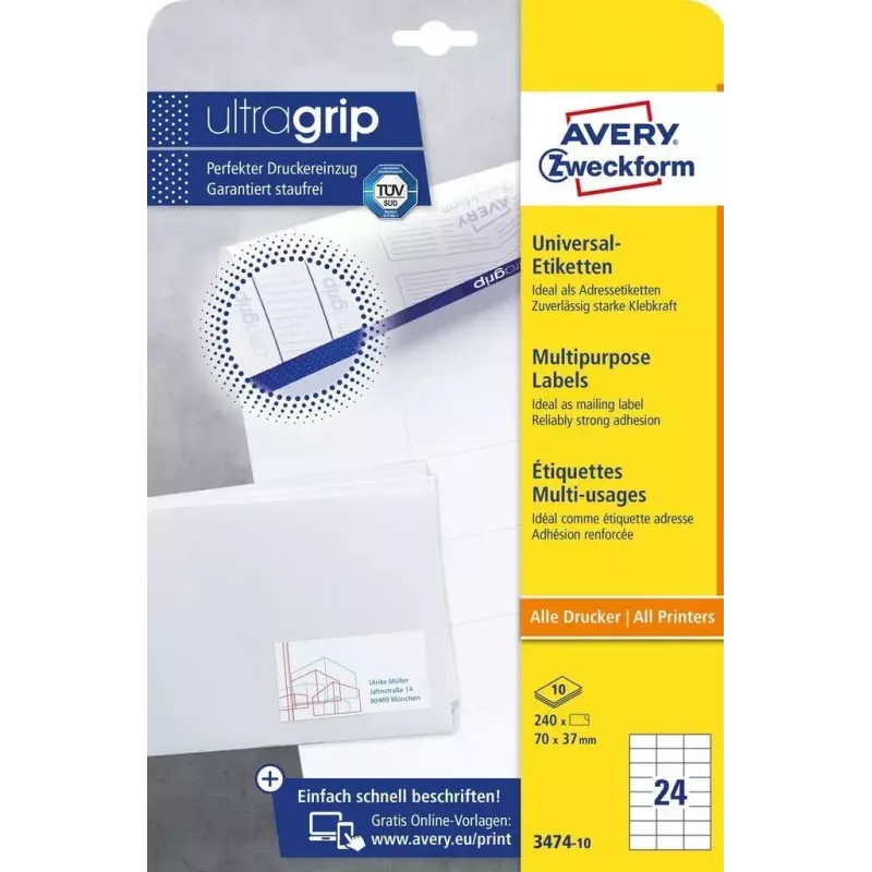 Zelfklevend etiket rechthoek AVERY 3474-10