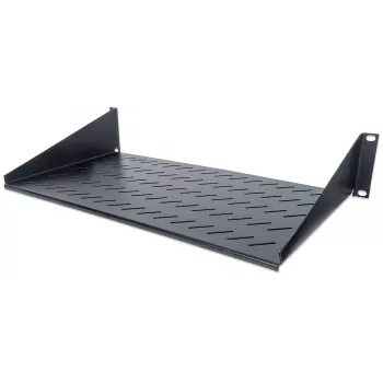 Intellinet 19 inch uitschuifbare legplank, 2HE, 2-punts frontmontage, 250 mm diepte, max. 25 kg, zwart, drie jaar garantie