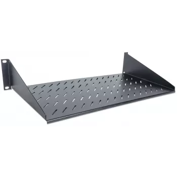 Intellinet 19 inch uitschuifbare legplank, 2HE, 2-punts frontmontage, 250 mm diepte, max. 25 kg, zwart, drie jaar garantie