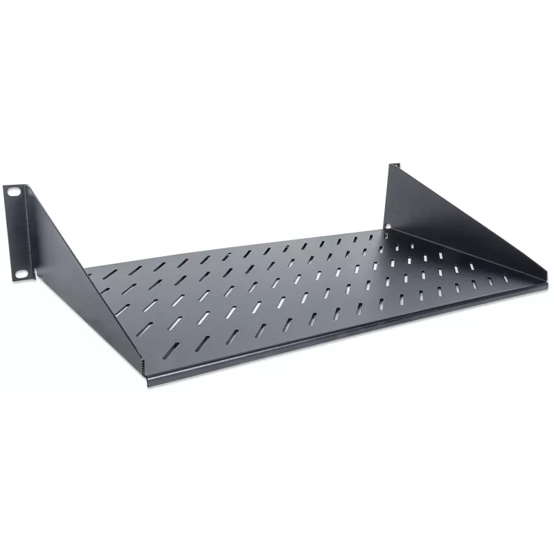 Intellinet 19 inch uitschuifbare legplank, 2HE, 2-punts frontmontage, 250 mm diepte, max. 25 kg, zwart, drie jaar garantie