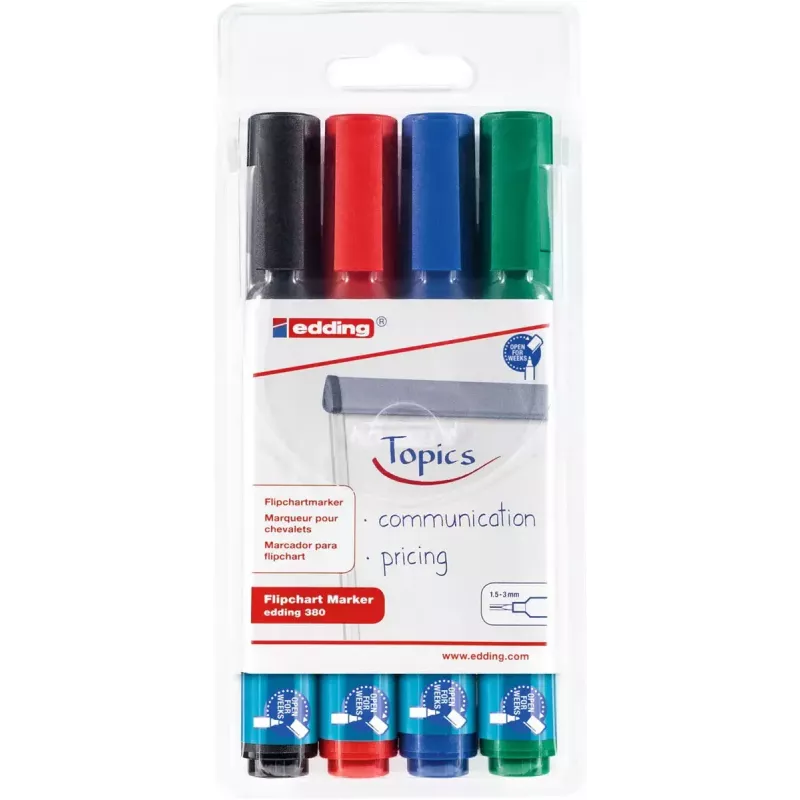Marker Edding 380 bulletpunt zwart blauw groen rood