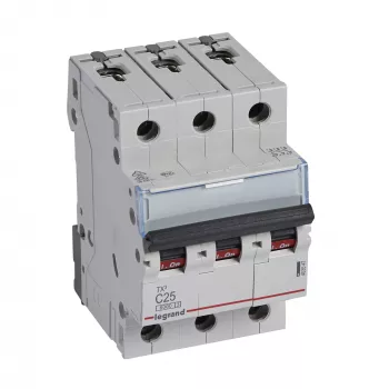 Installatieautomaat Legrand Tx3 C25A 3-polig 6 kA 3 modules (MPN 403547)