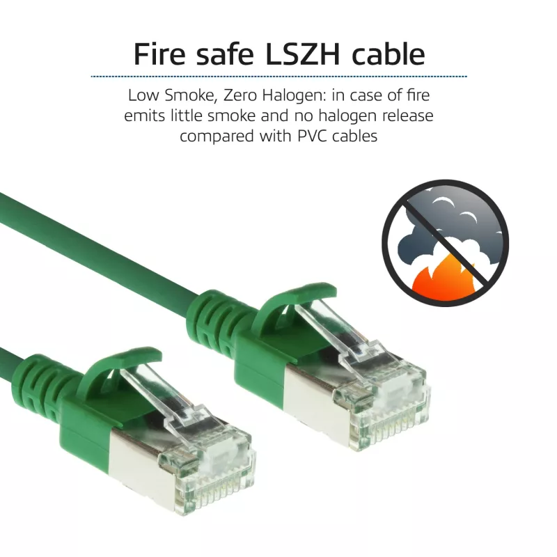 ACT groen 3 meter LSZH U/FTP CAT6A datacenter slimline patchkabel met RJ45-stekkers
