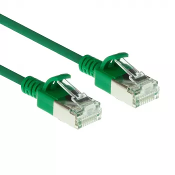 ACT groen 1,5 m LSZH U/FTP CAT6A datacenter slimline patchkabel, rastnasenfrei met RJ45-stekkers