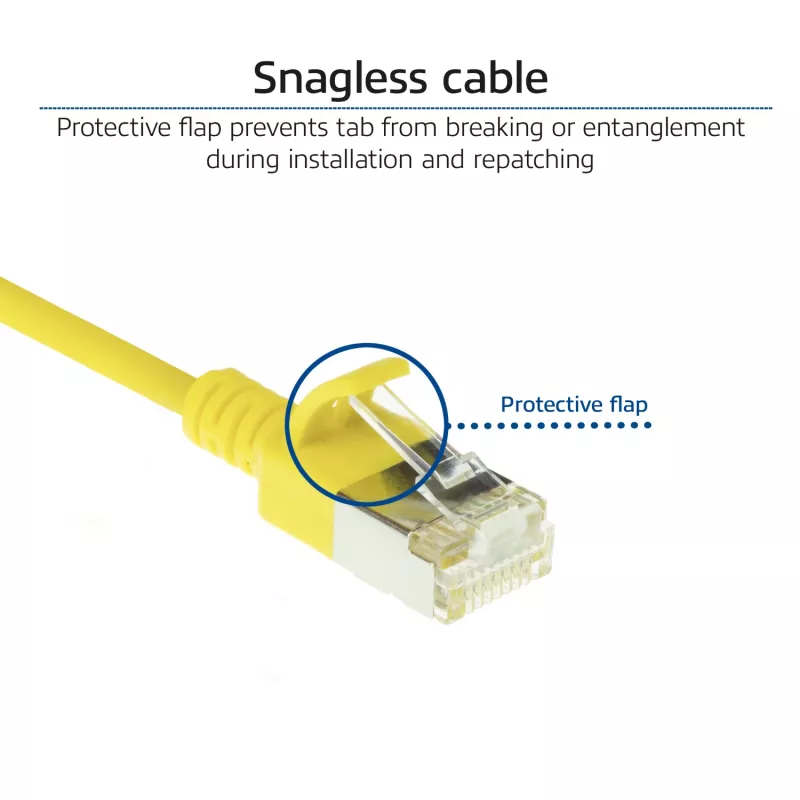 ACT geel 1 meter LSZH U/FTP CAT6A datacenter slimline patchkabel (snagless) met RJ45-stekkers