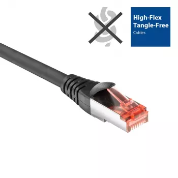 ACT zwart 20 meter CAT6A U/FTP PVC zeer flexibele, knoopvrije patchkabel met RJ45-stekkers