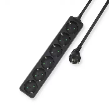 ACT stekkerdoos, 6 stopcontacten, 3 m, zwart