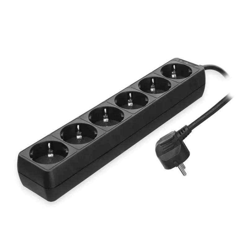 ACT stekkerdoos, 6 stopcontacten, 3 m, zwart
