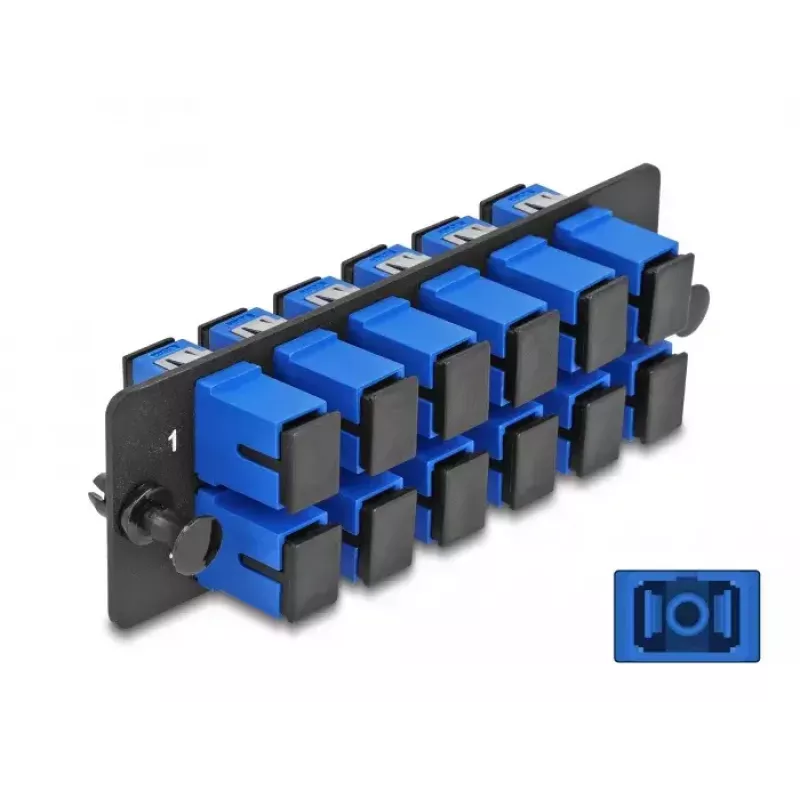 DeLOCK glasvezel-adapterpaneel SC Simplex UPC 12 poorten blauw