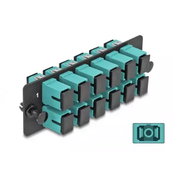 DeLOCK glasvezel-adapterpaneel SC Simplex OM4 12 poorten aqua