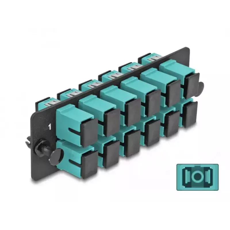 DeLOCK glasvezel-adapterpaneel SC Simplex OM4 12 poorten aqua