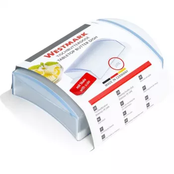 Boterdoos Westmark 21162270, polypropyleen (PP), rechthoekig, 157×110×55 mm, blauw/wit