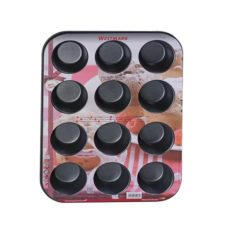 Westmark 32902270 bakvorm voor 12 muffins, rechthoekig, staal, zwart