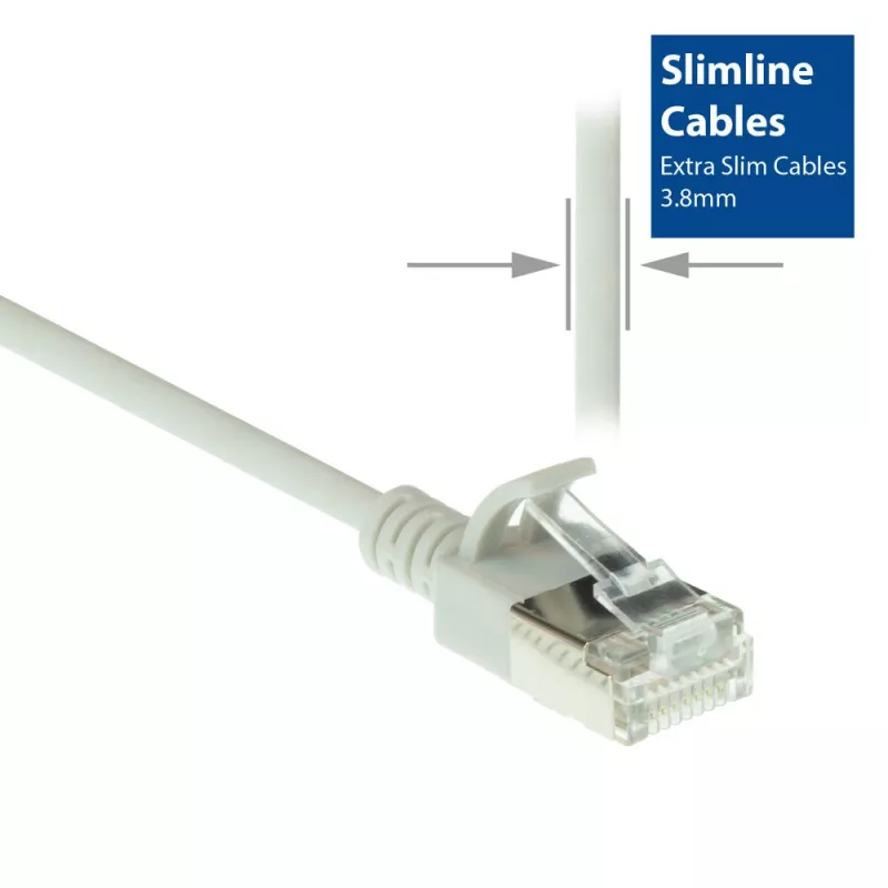 ACT grijs 7 meter LSZH U/FTP CAT6A datacenter slimline patchkabel snagless met RJ45-stekkers