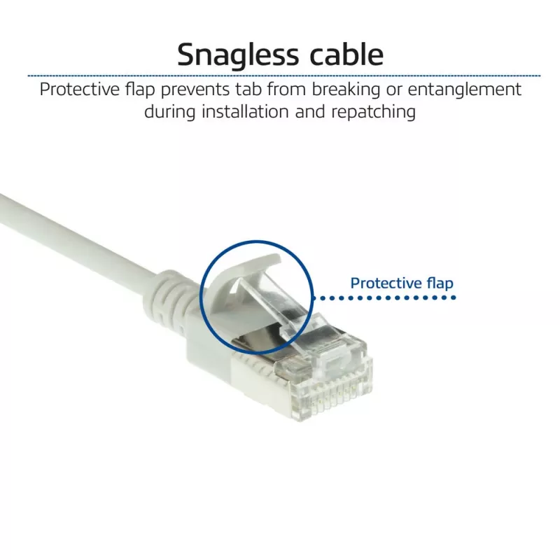 ACT grijs 7 meter LSZH U/FTP CAT6A datacenter slimline patchkabel snagless met RJ45-stekkers
