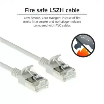 ACT grijs 10m LSZH U/FTP CAT6A datacenter slimline patchkabel rastnasenvrij met RJ45-stekkers
