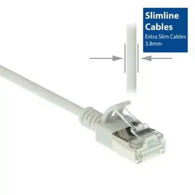 ACT grijs 10m LSZH U/FTP CAT6A datacenter slimline patchkabel rastnasenvrij met RJ45-stekkers