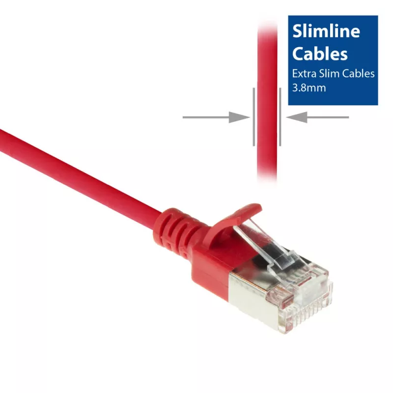 ACT rood 7 meter LSZH U/FTP CAT6A datacenter slimline patchkabel met rastnasenbescherming en RJ45-stekkers