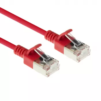 ACT rood 10 m LSZH U/FTP CAT6A datacenter slimline patchkabel met RJ45-stekkers