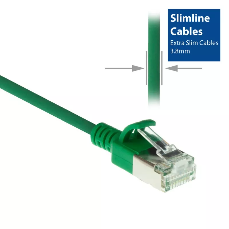 ACT groen 7m LSZH U/FTP CAT6A datacenter slimline patchkabel met rastnasenbescherming en RJ45-stekkers