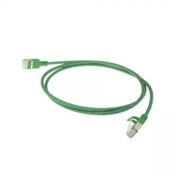 ACT groen 10 meter LSZH U/FTP CAT6A datacenter slimline patchkabel, rastnasenvrij met RJ45-stekkers
