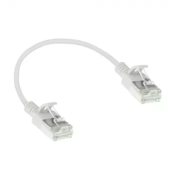 ACT wit 0,5 m LSZH U/FTP CAT6A datacenter slimline patchkabel rastnasenvrij met RJ45-stekkers