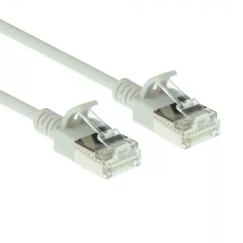 ACT grijs 0,15 meter LSZH U/FTP CAT6A datacenter slimline patchkabel, rastnasenbescherming met RJ45-stekkers