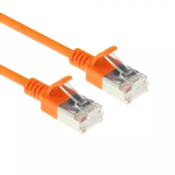 ACT Oranje 1 m LSZH U/FTP CAT6A datacenter slimline-patchkabel met rastnasbescherming en RJ45-stekkers