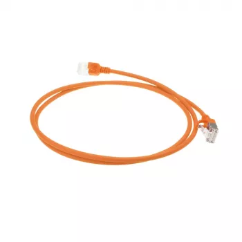 ACT Oranje 1 m LSZH U/FTP CAT6A datacenter slimline-patchkabel met rastnasbescherming en RJ45-stekkers