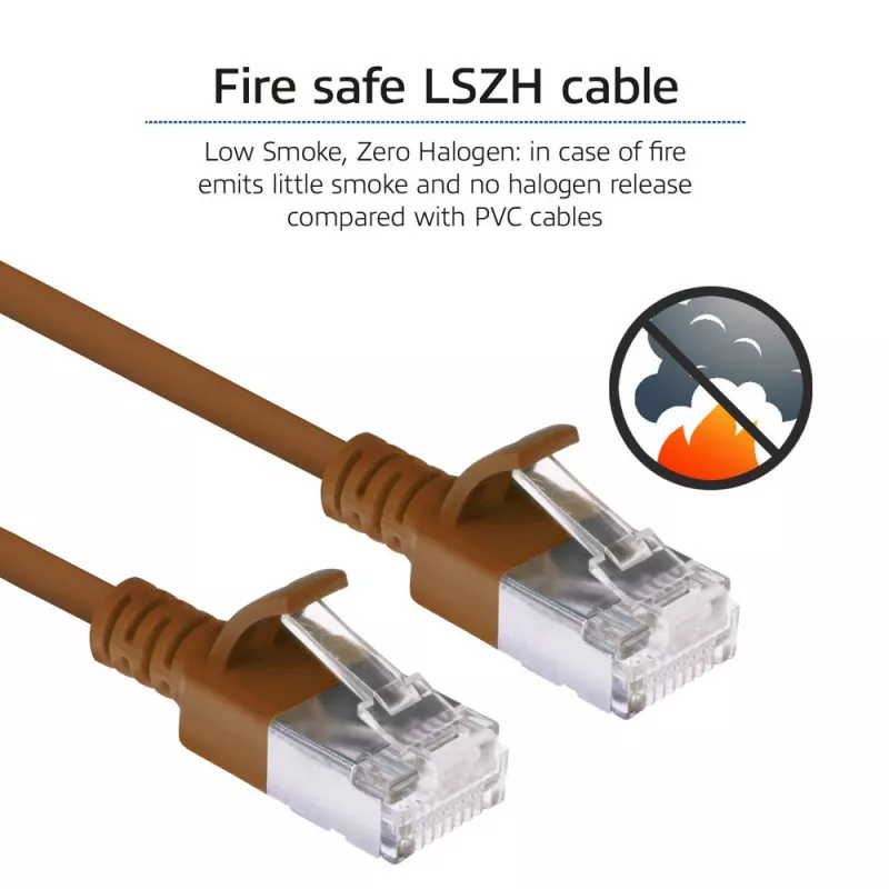 ACT Bruin 3 meter LSZH U/FTP CAT6A datacenter slimline-patchkabel met RJ45-stekkers