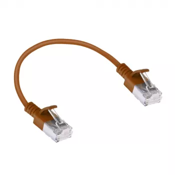 ACT Bruin 0,25 meter LSZH U/FTP CAT6A datacenter slimline-patchkabel met RJ45-stekkers met rastnasbescherming