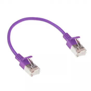 ACT Paars 0,5 meter LSZH U/FTP CAT6A datacenter slimline-patchkabel met rastnasbescherming en RJ45-stekkers