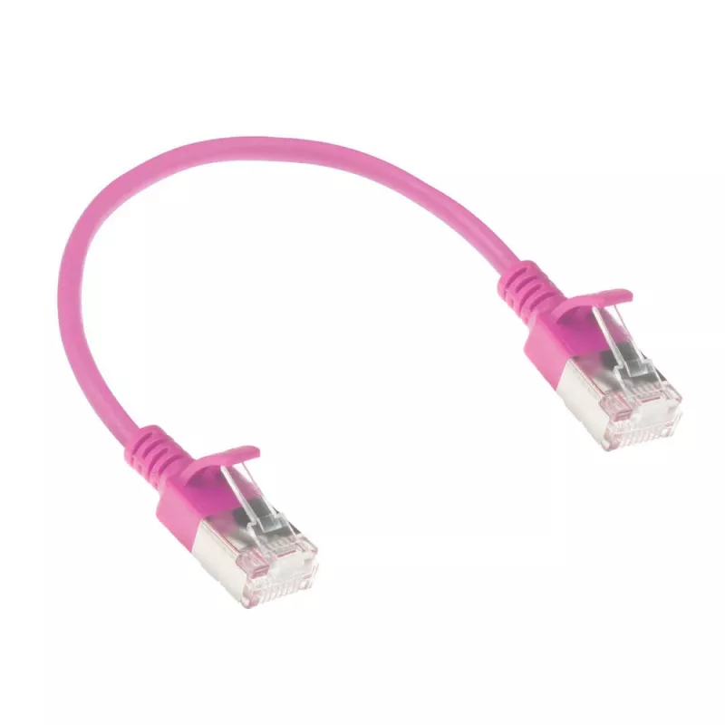 ACT Roze 0,5 m LSZH U/FTP CAT6A datacenter slimline-patchkabel snagless met RJ45-stekkers