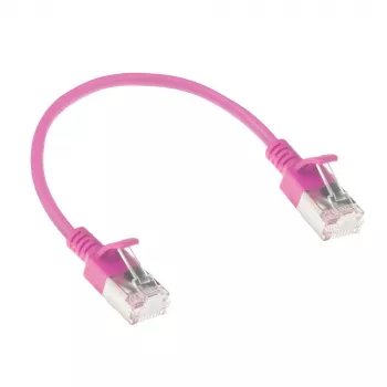ACT Roze 0,15 meter LSZH U/FTP CAT6A datacenter slimline-patchkabel rastnasvrij met RJ45-stekkers