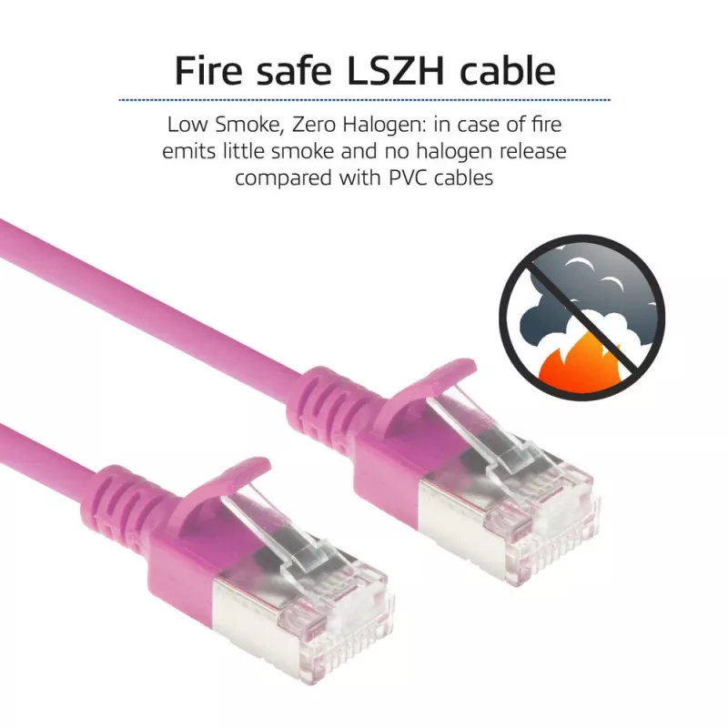 ACT Roze 0,15 meter LSZH U/FTP CAT6A datacenter slimline-patchkabel rastnasvrij met RJ45-stekkers
