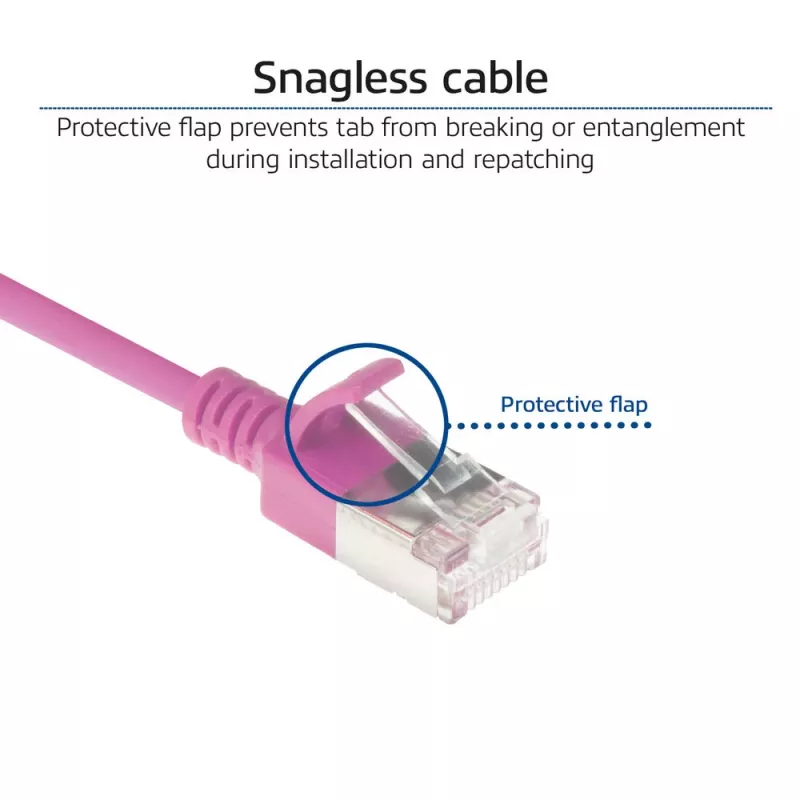 ACT Roze 1,5 m LSZH U/FTP CAT6A datacenter slimline-patchkabel snagless met RJ45-stekkers