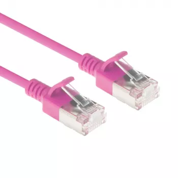 ACT Roze 0,25 m LSZH U/FTP CAT6A datacenter slimline-patchkabel met RJ45-stekkers, rastnasbescherming