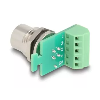 DeLOCK M12 transfermodule-adapter 4-polig A-gecodeerd bus naar 5-polige klemmenstrook