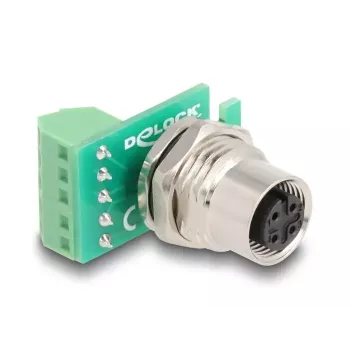 DeLOCK M12 transfermodule-adapter 4-polig A-gecodeerd bus naar 5-polige klemmenstrook